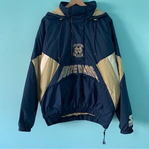 STARTER Vintage Throwback Notre Dame Slouchy Pullover Old School Jacket L Rare